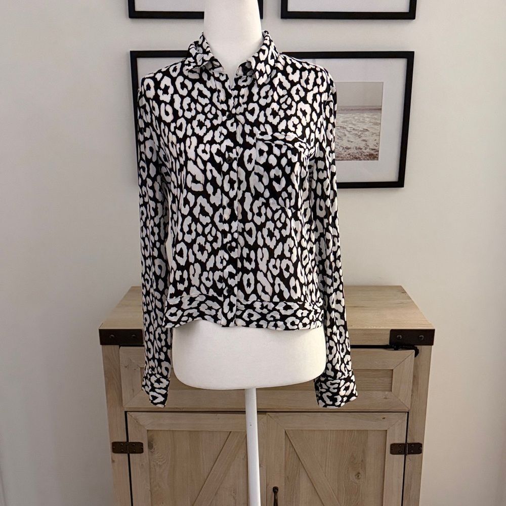 Express Black and White Leopard Print Women's Top